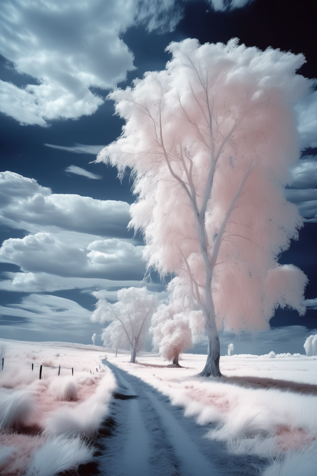 00130-1329908244-_lora_Infrared Photos_1_Infrared Photos - Beautiful landscape with white trees and grass in front of cloudy dark blue sky. Surre.png